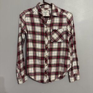 Abercrombie & Fitch Women's Long Sleeve Plaid Flannel Shirt Size XS
